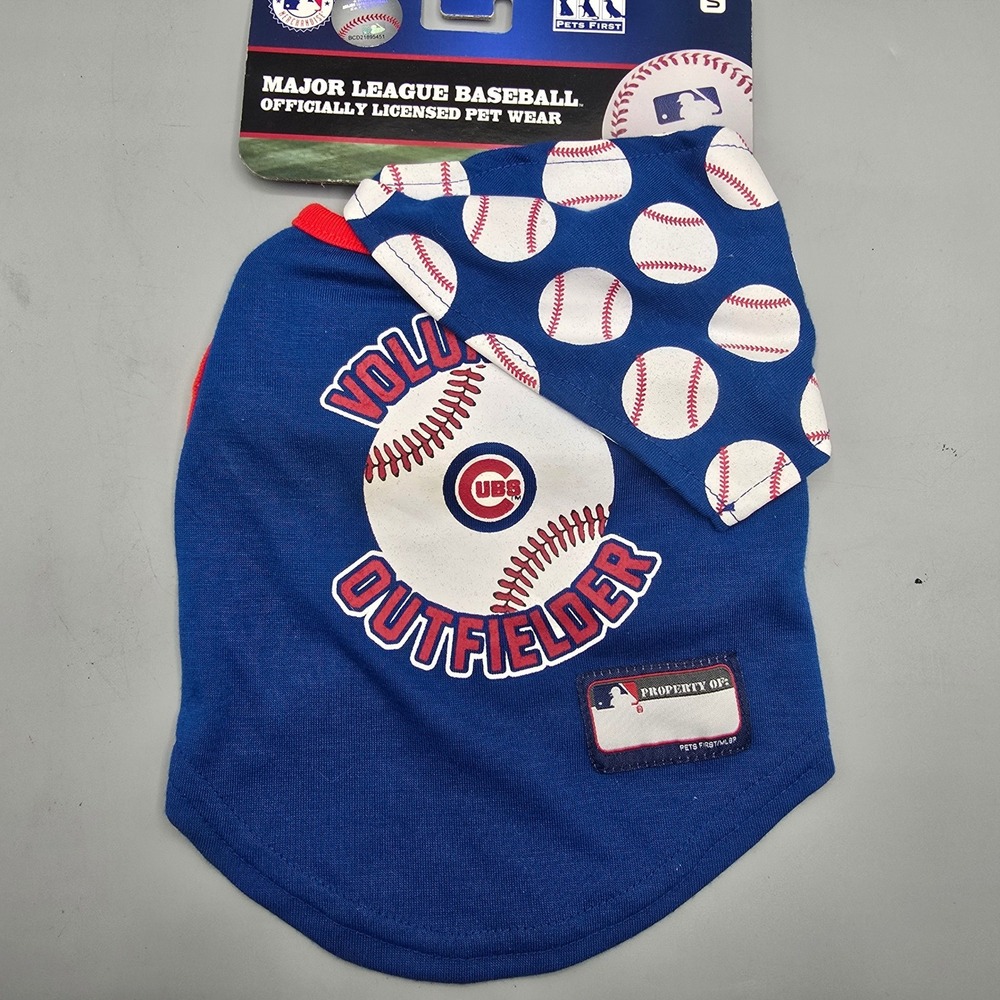 Pets First MLB Chicago Cubs Pet Tank Top and Bandana Set Small Blue